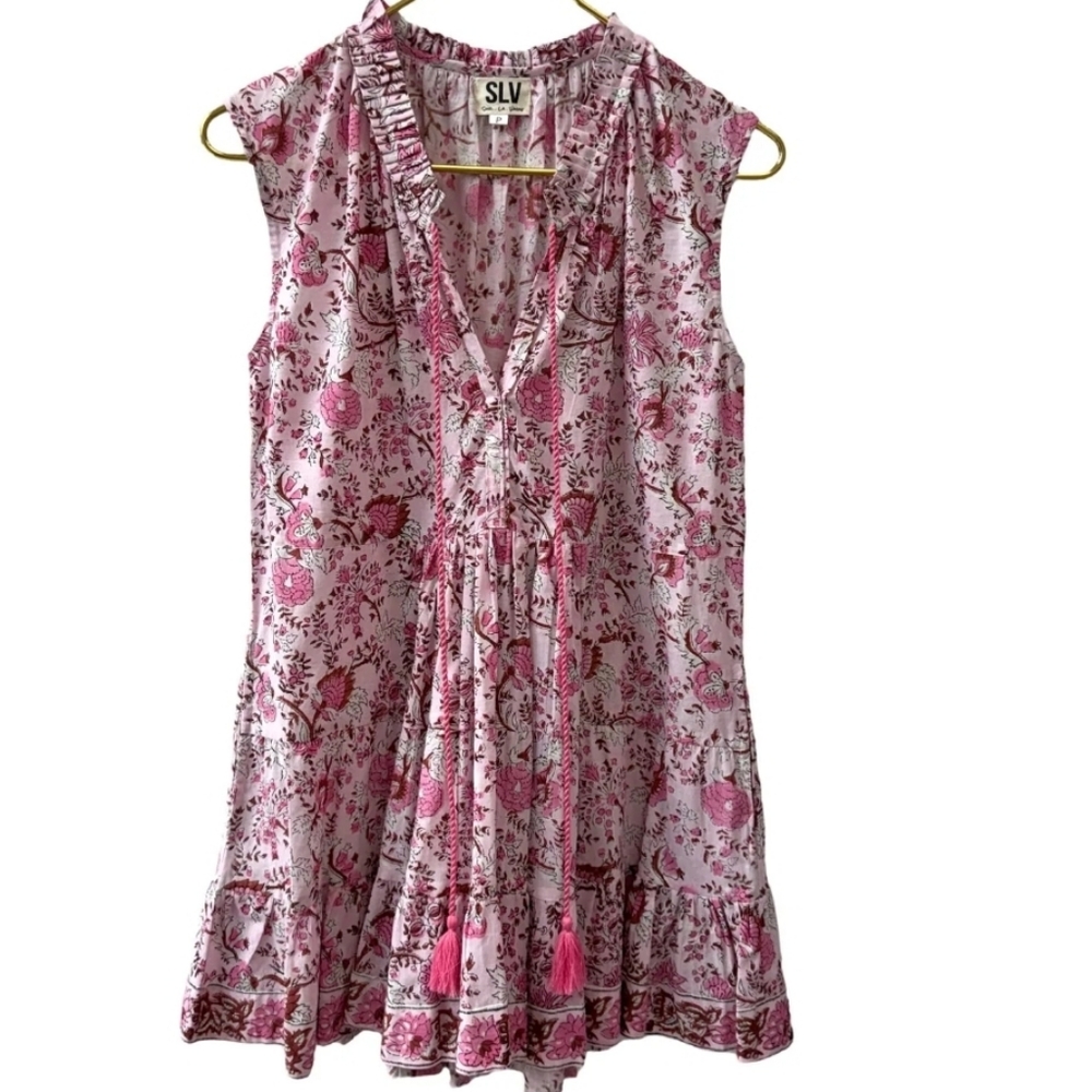 SLV Sur La Vague Primrose Hand Crafted Cotton Cap Sleeve Floral Dress 6